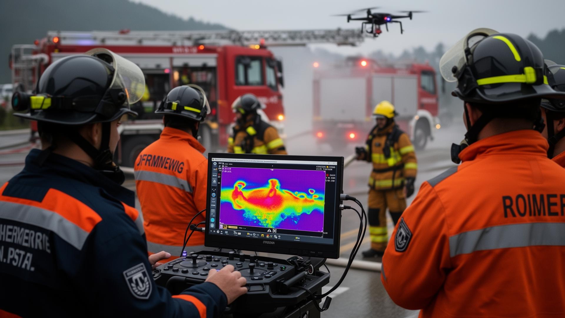 Equipo de emergencias operando un dron NEXAIR